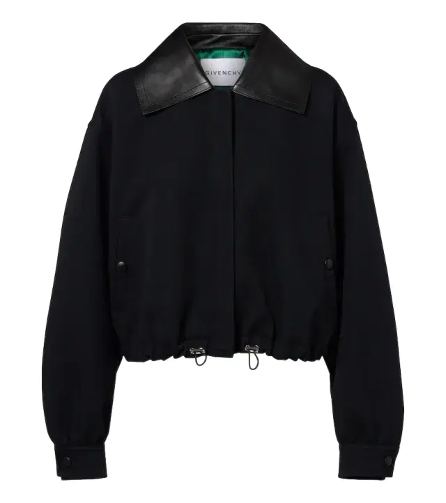 Leather-trimmed cotton and wool jacket