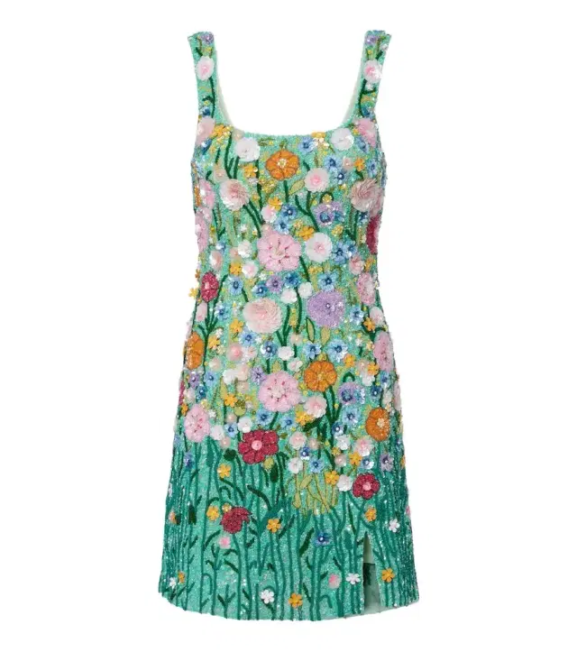 La Fuori Là Fuori Embellished floral-appliqué minidress