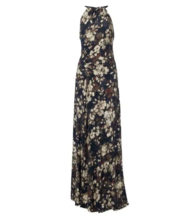 Cerin gathered floral halterneck maxi dress