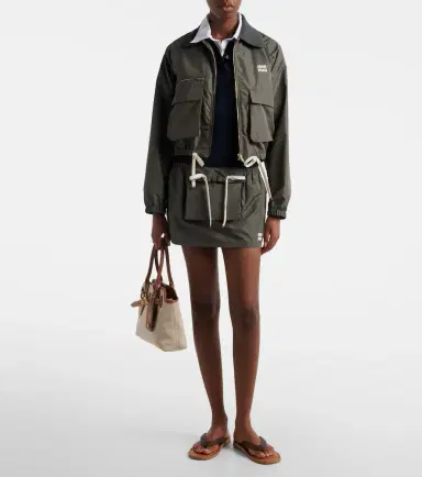 Miu Miu Logo technical blouson jacket | Thumbnail 4 Miu Miu Logo technical blouson jacket | Thumbnail 4