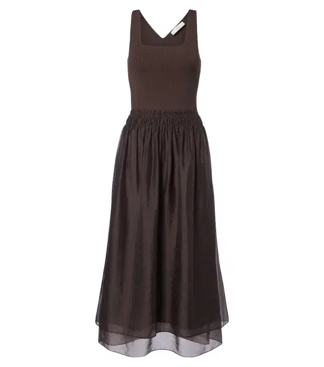 Vince Shirred rIbbed-knit midi dress