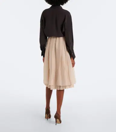 Vince Layered pleated midi skirt | Thumbnail 4