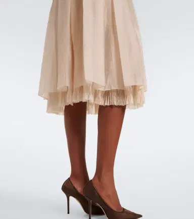 Vince Layered pleated midi skirt | Thumbnail 6