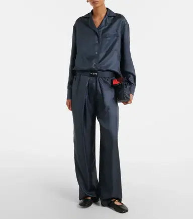 Loewe Logo silk wide-leg pants | Thumbnail 3