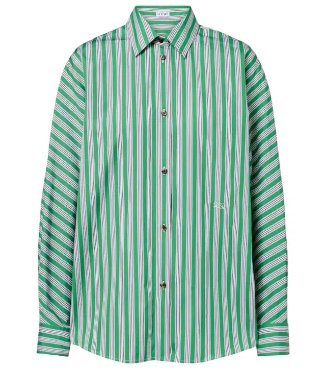 Double L striped cotton poplin shirt