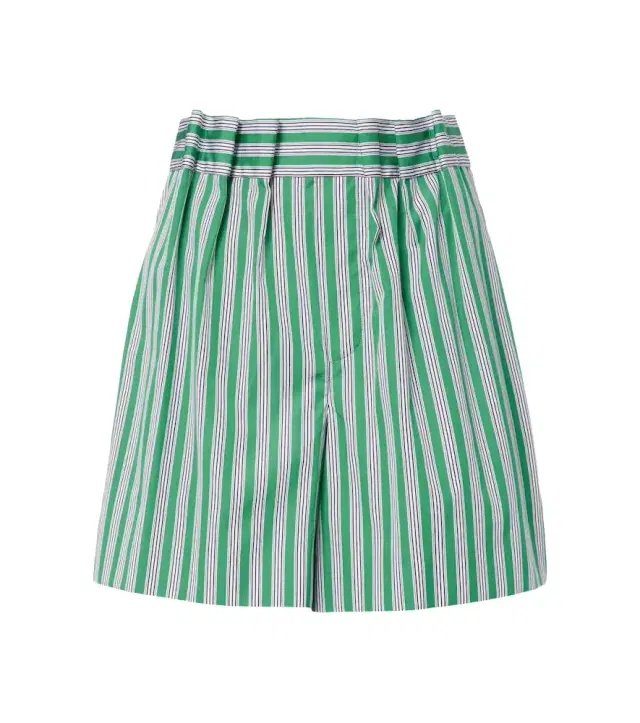 Striped cotton poplin shorts
