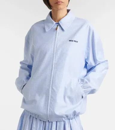 Miu Miu Logo gingham cotton blouson jacket | Thumbnail 2
