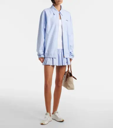 Miu Miu Logo gingham cotton blouson jacket | Thumbnail 3