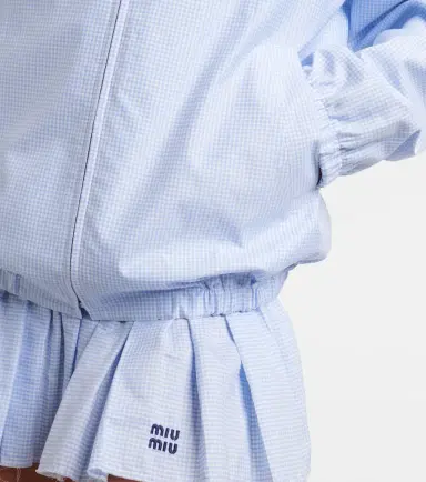 Miu Miu Logo gingham cotton blouson jacket | Thumbnail 4