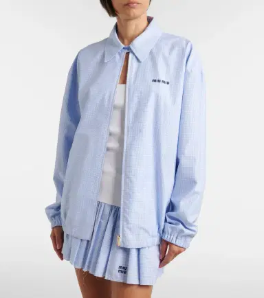 Miu Miu Logo gingham cotton blouson jacket | Thumbnail 5