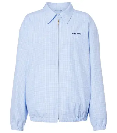 Miu Miu Logo gingham cotton blouson jacket | Thumbnail 1