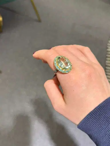 Wish Fine Jewelry 13.45ct Green Amethyst Apatite Diamond 18K Gold Cocktail Ring | Thumbnail 2