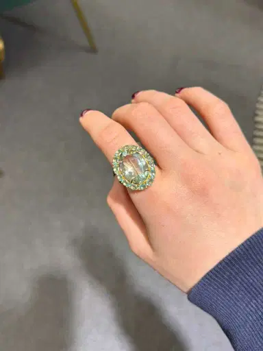 Wish Fine Jewelry 13.45ct Green Amethyst Apatite Diamond 18K Gold Cocktail Ring | Thumbnail 3