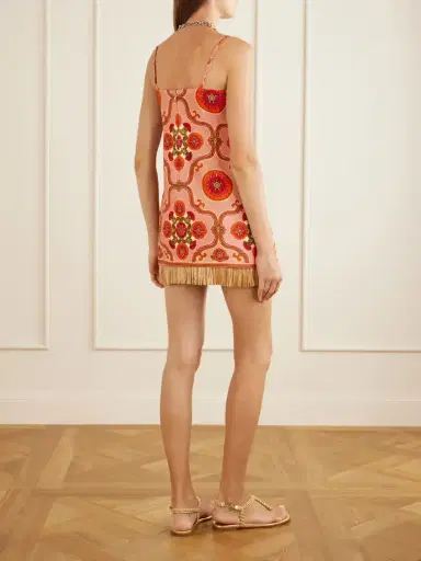 Cara Cara Valencia Printed Fringed Linen Mini Dress | Thumbnail 3