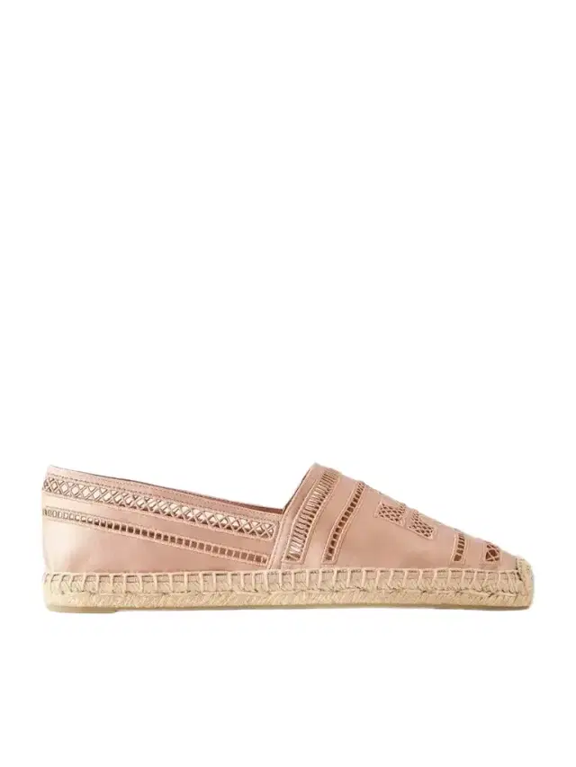 Tory Burch Open Weave Embroidered Satin Espadrilles