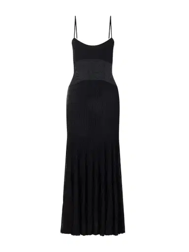 Galvan Belladonna Mesh-trimmed Ribbed-knit Gown | Thumbnail 1 Galvan Belladonna Mesh-trimmed Ribbed-knit Gown | Thumbnail 1