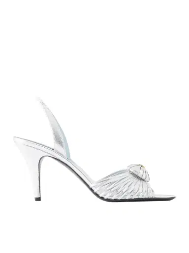 Valentino Garavani Coeur Royal 85 Logo-embellished Metallic Leather Sandals | Thumbnail 1 Valentino Garavani Coeur Royal 85 Logo-embellished Metallic Leather Sandals | Thumbnail 1