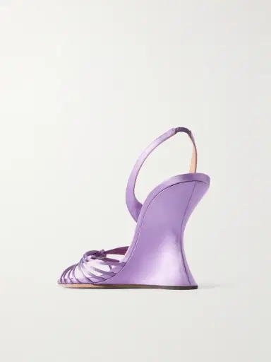 Aquazzura Serenity 95 Satin Wedge Sandals | Thumbnail 3