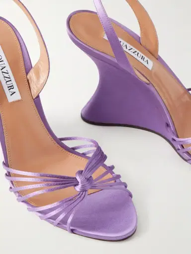 Aquazzura Serenity 95 Satin Wedge Sandals | Thumbnail 5