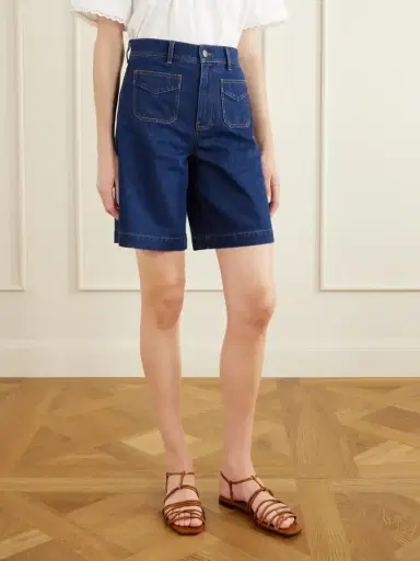Veronica Beard Carter Cotton And Silk-blend Denim Shorts | Thumbnail 3