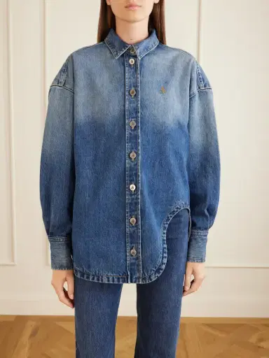 The Attico Logo-embroidered Washed Denim Jacket | Thumbnail 3