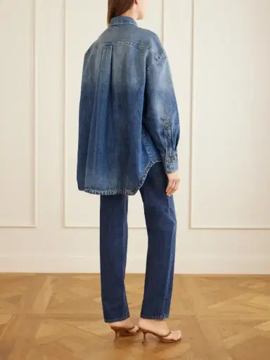 The Attico Logo-embroidered Washed Denim Jacket | Thumbnail 4