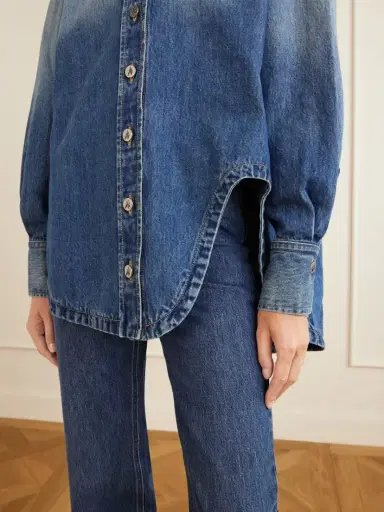 The Attico Logo-embroidered Washed Denim Jacket | Thumbnail 5
