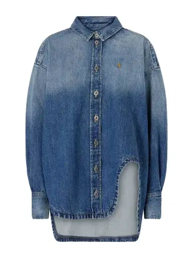The Attico Logo-embroidered Washed Denim Jacket | Thumbnail 1