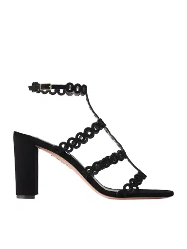 Aquazzura Infinity Chain 85 Cutout Suede Sandals | Thumbnail 1