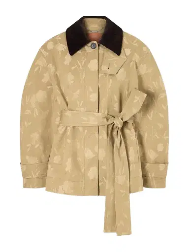 Erdem Belted Corduroy-trimmed Floral-jacquard Cotton Jacket | Thumbnail 1