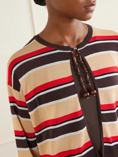 Rabanne Bead-embellished Striped Knitted Cardigan | Thumbnail 4 Rabanne Bead-embellished Striped Knitted Cardigan | Thumbnail 4