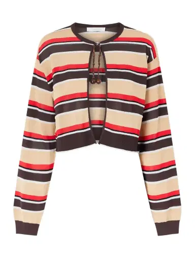 Rabanne Bead-embellished Striped Knitted Cardigan | Thumbnail 1 Rabanne Bead-embellished Striped Knitted Cardigan | Thumbnail 1
