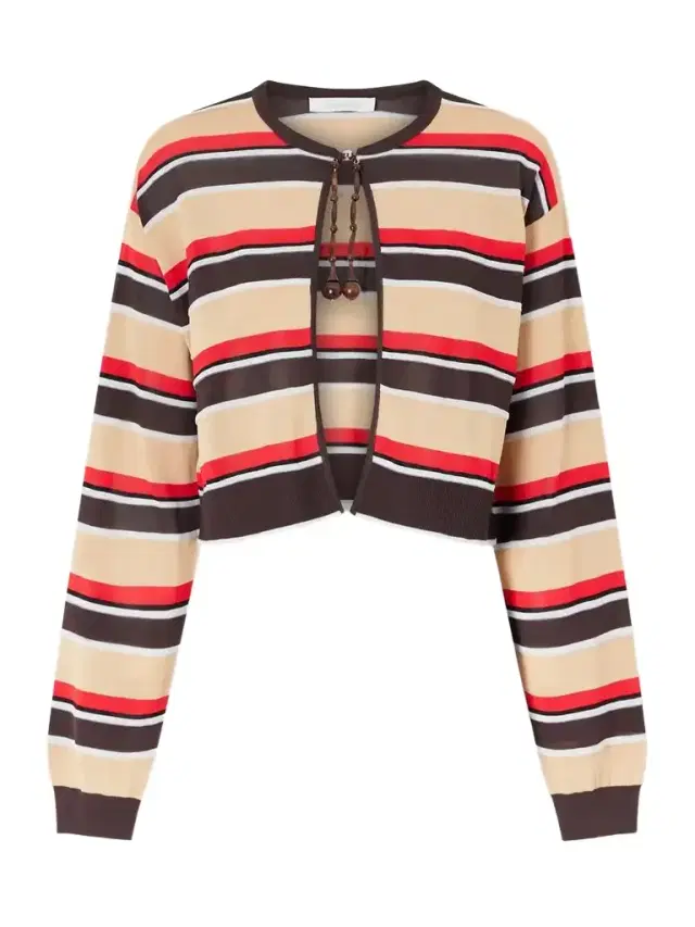 Rabanne Bead-embellished Striped Knitted Cardigan