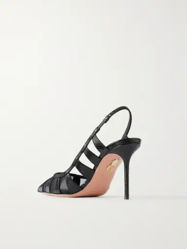 Aquazzura Screen 85 Cutout Mesh-trimmed Leather Pumps | Thumbnail 3 Aquazzura Screen 85 Cutout Mesh-trimmed Leather Pumps | Thumbnail 3
