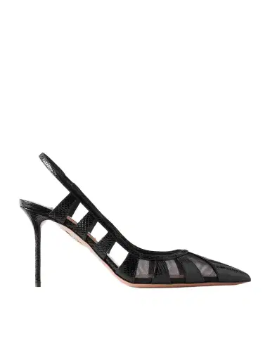 Aquazzura Screen 85 Cutout Mesh-trimmed Leather Pumps | Thumbnail 1 Aquazzura Screen 85 Cutout Mesh-trimmed Leather Pumps | Thumbnail 1