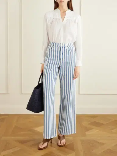 Veronica Beard Taylor Striped High-rise Wide-leg Jeans | Thumbnail 2 Veronica Beard Taylor Striped High-rise Wide-leg Jeans | Thumbnail 2