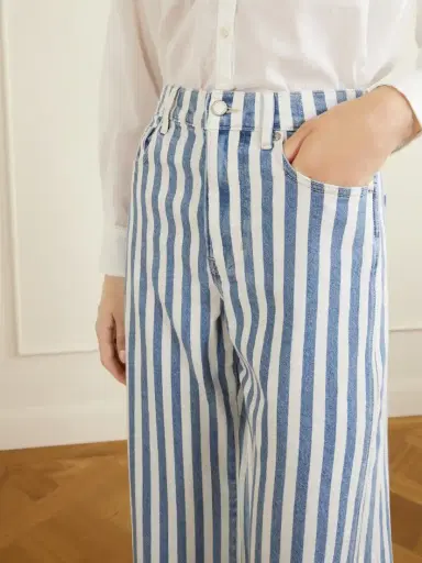 Veronica Beard Taylor Striped High-rise Wide-leg Jeans | Thumbnail 5 Veronica Beard Taylor Striped High-rise Wide-leg Jeans | Thumbnail 5