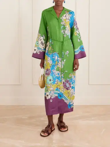 ALÉMAIS Nanci Belted Floral-print Linen Midi Dress | Thumbnail 2 ALÉMAIS Nanci Belted Floral-print Linen Midi Dress | Thumbnail 2