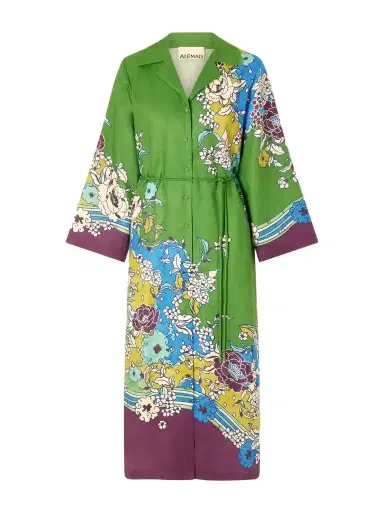 ALÉMAIS Nanci Belted Floral-print Linen Midi Dress | Thumbnail 1 ALÉMAIS Nanci Belted Floral-print Linen Midi Dress | Thumbnail 1