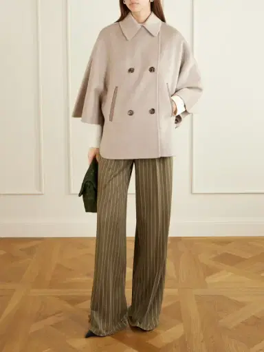 Max Mara Leather-trimmed Cashmere Cape | Thumbnail 2 Max Mara Leather-trimmed Cashmere Cape | Thumbnail 2