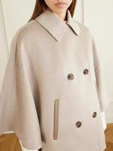 Max Mara Leather-trimmed Cashmere Cape | Thumbnail 5 Max Mara Leather-trimmed Cashmere Cape | Thumbnail 5