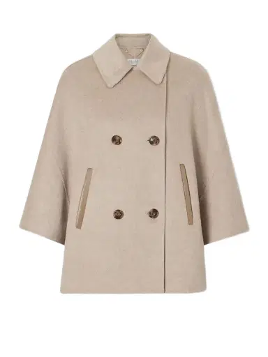 Max Mara Leather-trimmed Cashmere Cape | Thumbnail 1 Max Mara Leather-trimmed Cashmere Cape | Thumbnail 1