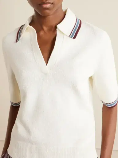 Veronica Beard Quinelle Striped Cotton-blend Polo Shirt | Thumbnail 4
