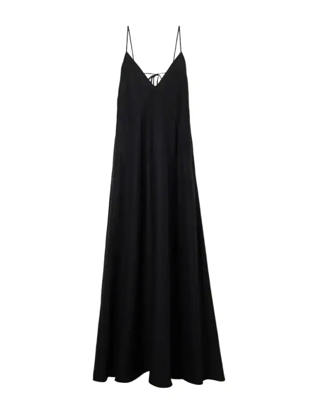 Another Tomorrow Knotted Paneled Linen Maxi Dress