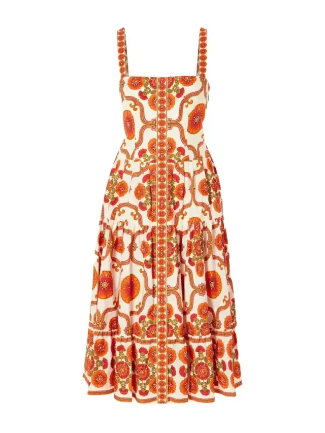 Cara Cara Margarita Tiered Floral-print Cotton-poplin Midi Dress