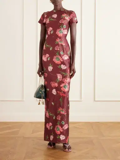 Erdem Floral-print Textured Satin Dress | Thumbnail 2