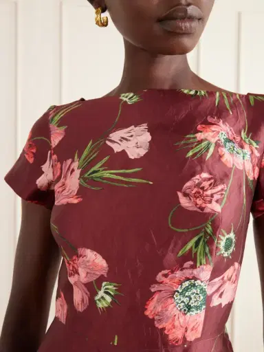 Erdem Floral-print Textured Satin Dress | Thumbnail 4
