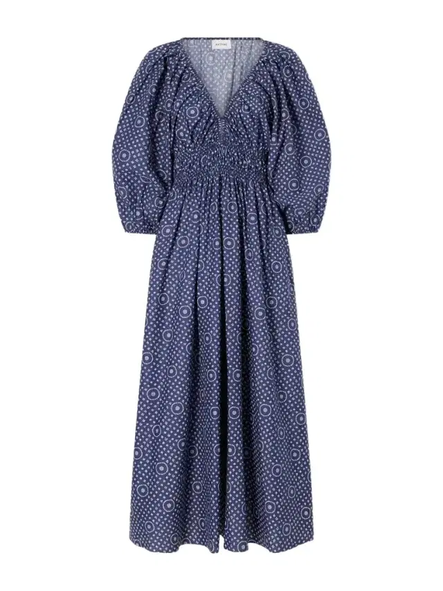 Matteau Shirred Paisley-print Organic Cotton Midi Dress