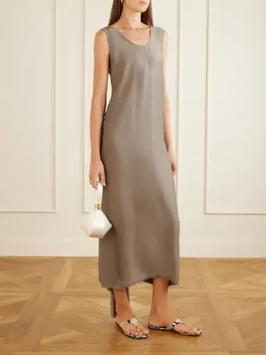 FFORME Signy Gathered Frayed Satin Midi Dress | Thumbnail 2