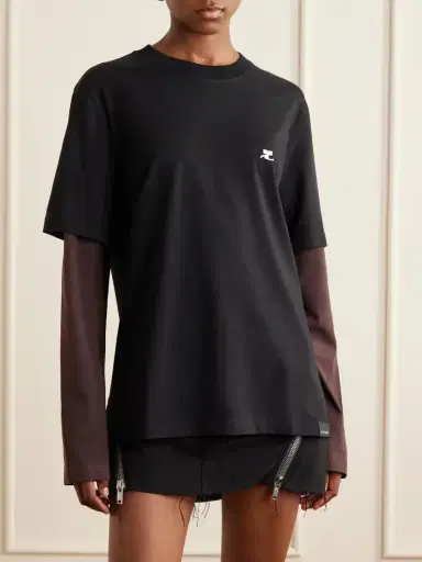 Courrèges Logo-embroidered Cotton-jersey T-shirt | Thumbnail 3